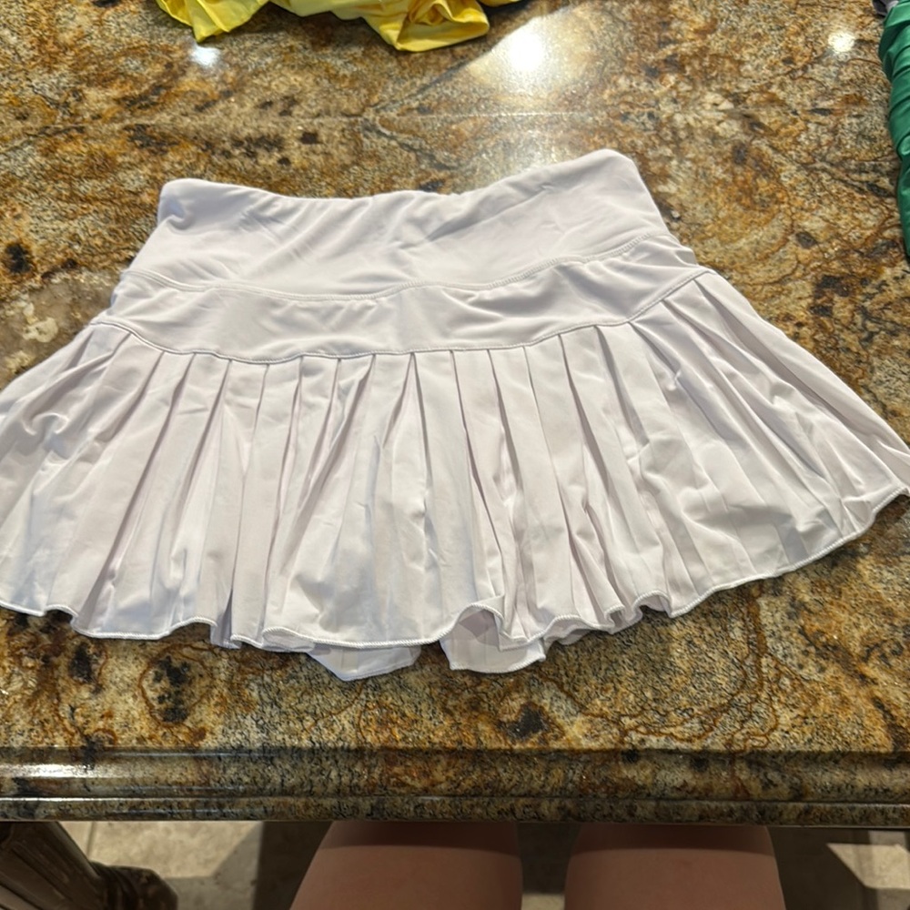Cream Skater Mini Skirt with Ruffled Pleats